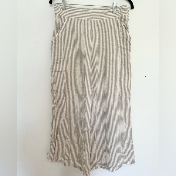 Max Studio linen blend elastic waist wide leg pants  medium beach lightweight - Picture 1 of 4